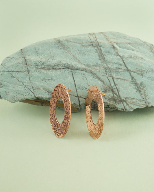 Kolczyki Elipsy Młotkowane na sztyfcie